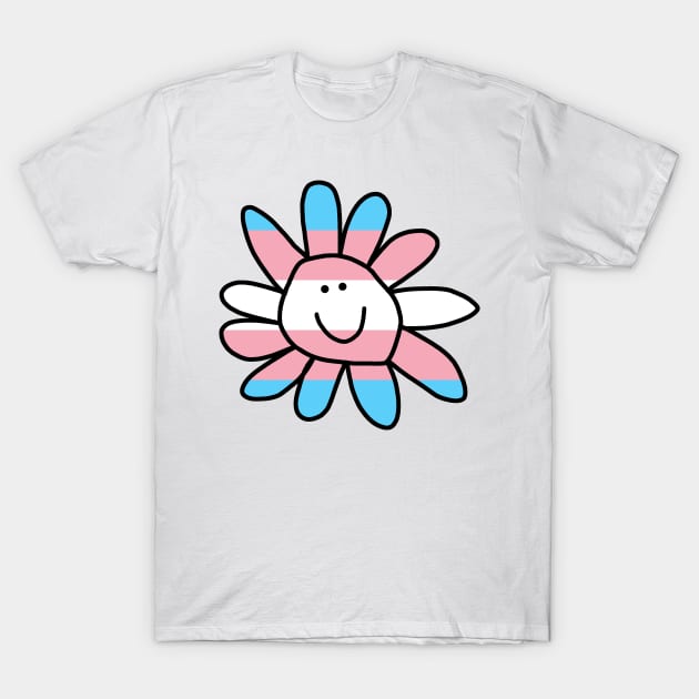 Transgender Pride Flag Daisy Doodle T-Shirt by ellenhenryart